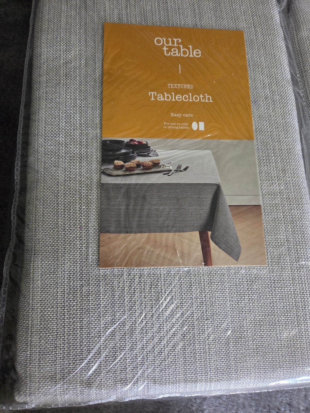 Our Table Textured Gray Tablecloth - Neutral Home Dining